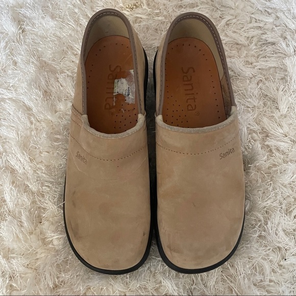 SANITA 38 Seude clogs tan cream professional shoes slip on - Picture 1 of 9